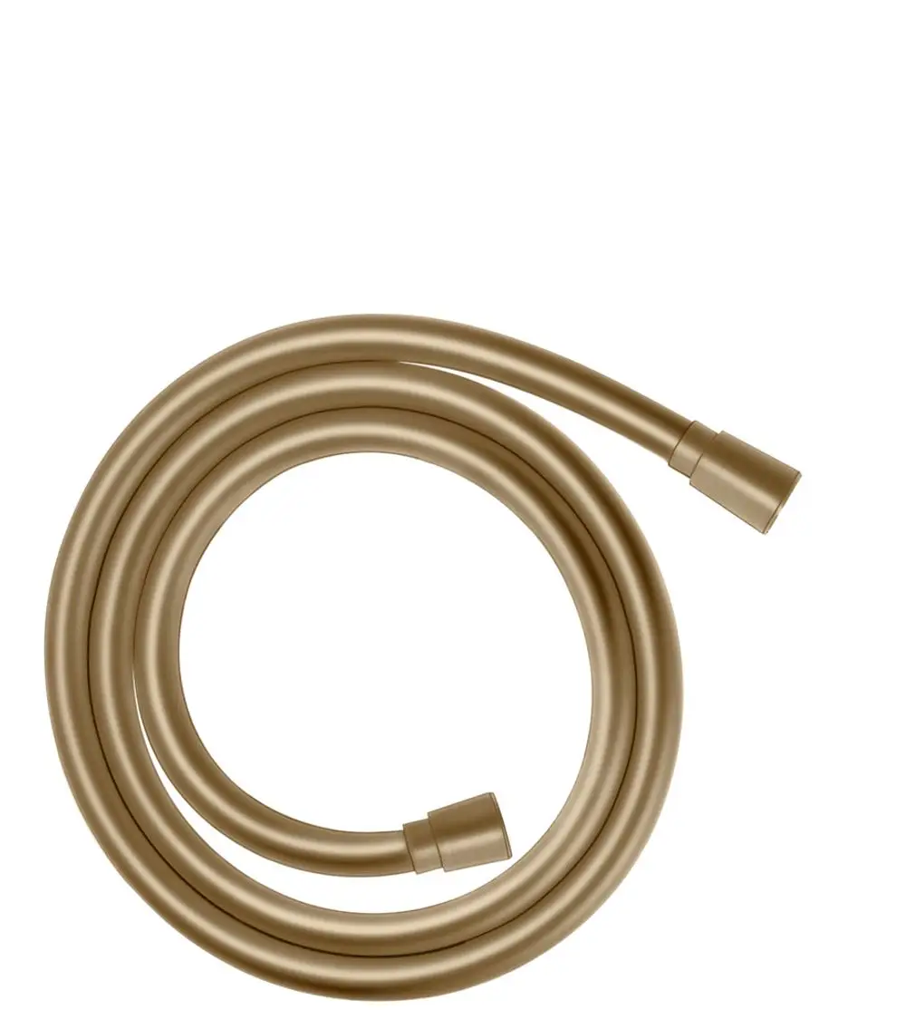 Brauseschlauch von Hansgrohe in Brushed Bronze, spiralförmig gewunden, mit zwei offenen Enden zur Befestigung.